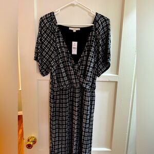 LOFT Black and White Maxi Wrap Dress